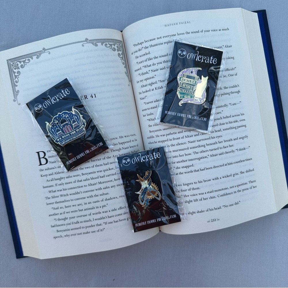 Owlcrate Enamel Book Pins and Sticker Bundle Lot of 4